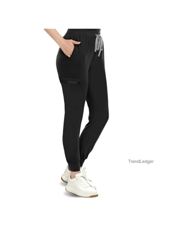Pants - Scrub Pants for Women, Jogger Yoga Bottoms, Stretch Fabric, 3 Pockets, Mid-Rise